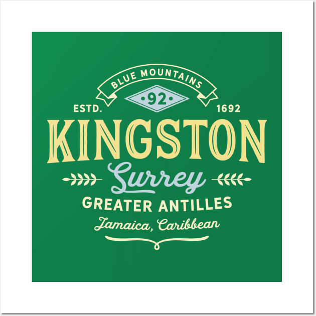 Kingston Jamaica vintage logo Wall Art by JunkyDotCom